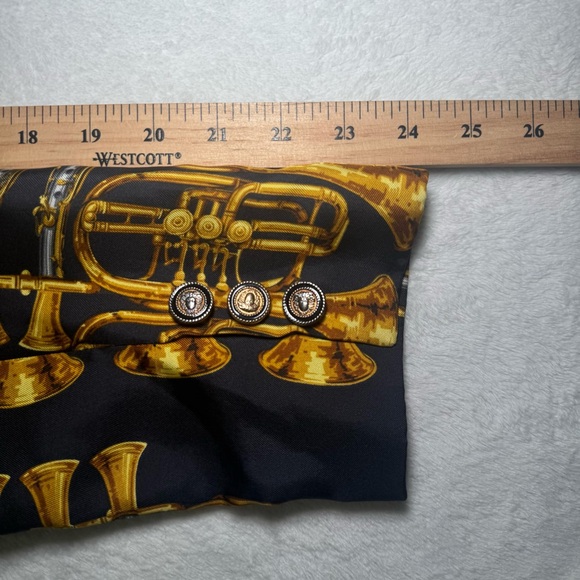 Vintage 1980s Black and Gold Instrument Print Blazer Suit Jacket, 100% Silk - Picture 10 of 10